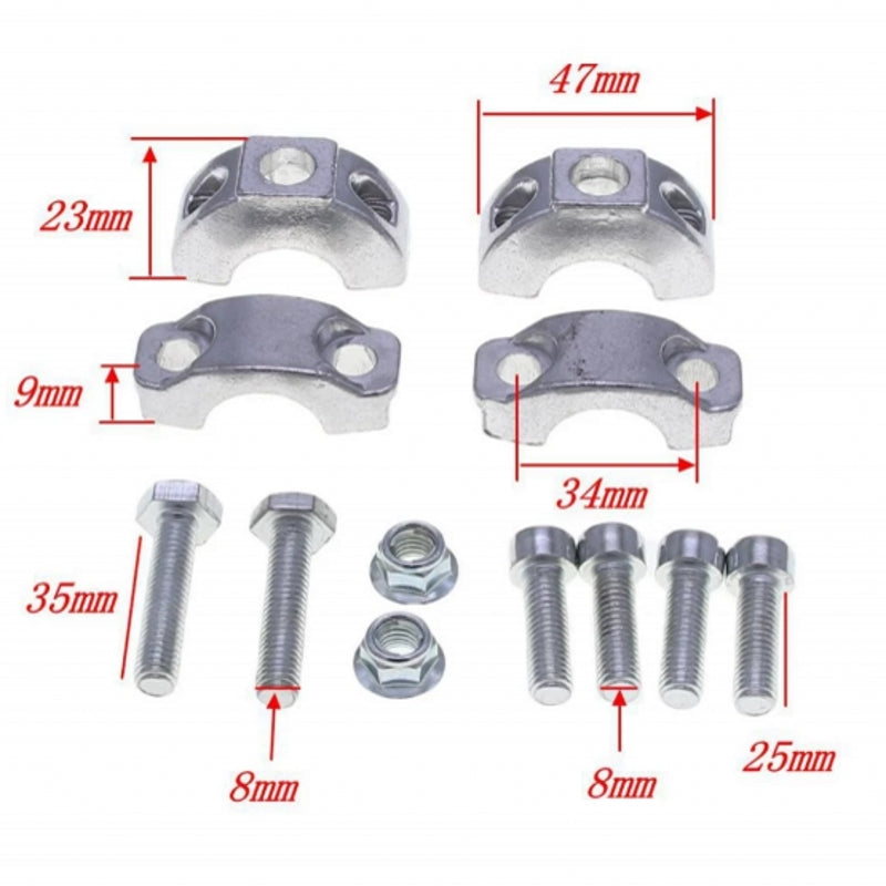 New 7/8‘’ 22mm Motorcycle Handle Bar Mount Mounting Riser Clamp 47 49cc Pocket Bike Mini Moto Steering block (2Pcs)